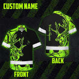 High Visibility Hawaiian Shirt Reflective Green Neon Deer Hunting Custom Name