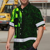 High Visibility Hawaiian Shirt Reflective Green Neon Hunting Camo Skull Custom Name