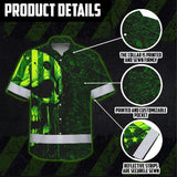 High Visibility Hawaiian Shirt Reflective Green Neon Hunting Camo Skull Custom Name