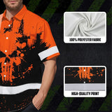 High Visibility Hawaiian Shirt Reflective Orange Neon Skull Custom Name Safety Workwear For Workers, Runners, Truckers, Skull Lovers