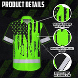 High Visibility Hawaiian Shirt US Flag Hunting Design, Reflective Hi Vis Custom Name Hoodie For Hunting Lover
