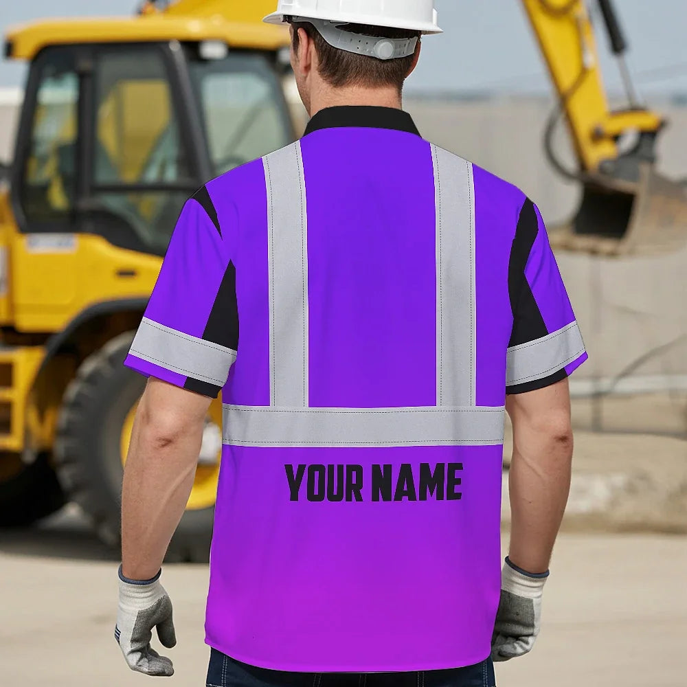 Reflective Hi Vis Hawaiian Shirt - Violet Tape Safety Workwear Unisex