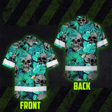 Reflective Hi Vis Mint Neon Hawaiian Shirt – Safety Workwear For Workers, Runners, Cyclists