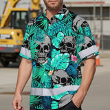 Reflective Hi Vis Mint Neon Hawaiian Shirt – Safety Workwear For Workers, Runners, Cyclists