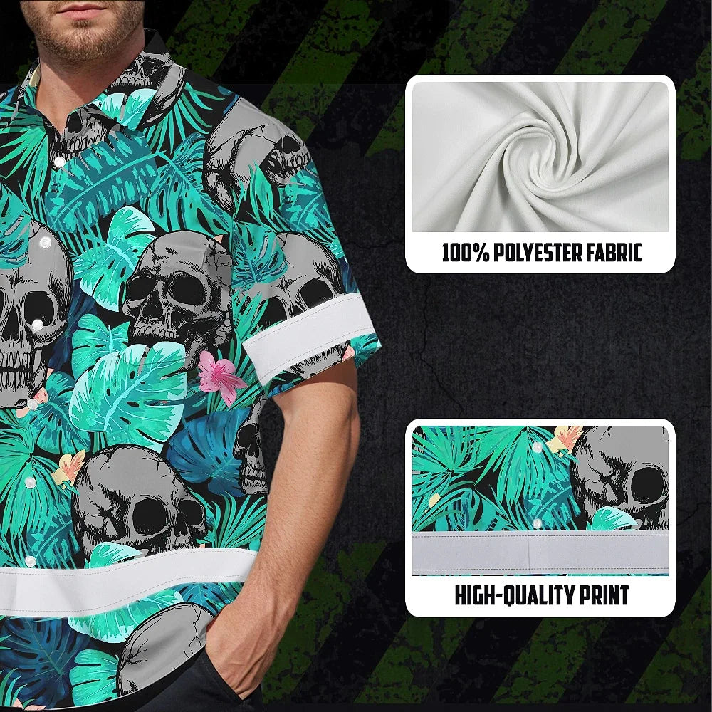 Reflective Hi Vis Mint Neon Hawaiian Shirt – Safety Workwear For Workers, Runners, Cyclists