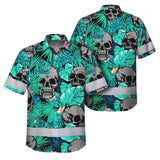 Reflective Hi Vis Mint Neon Hawaiian Shirt – Safety Workwear For Workers, Runners, Cyclists