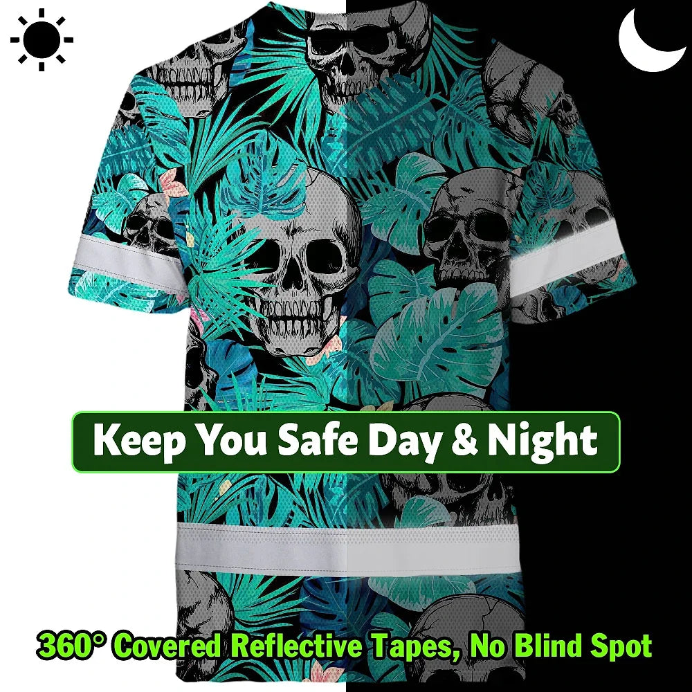Reflective Hi Vis Mint Neon T Shirt – Safety Workwear For Workers, Runners, Cyclists