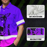 Violet Neon Skull With Butterfly Hi Vis Hawaiian Shirt - Personalized for Safety Workwear